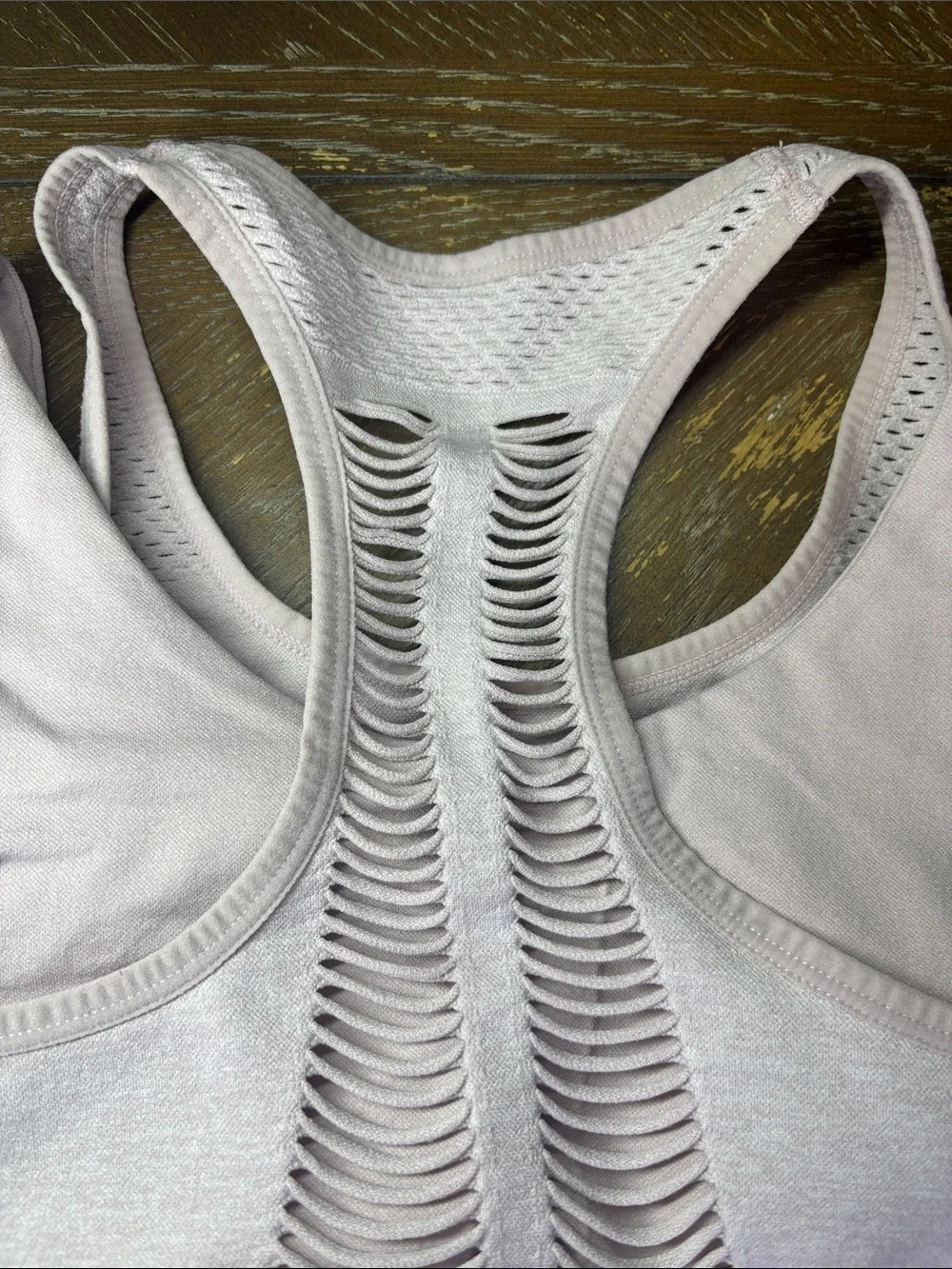 90 Degrees Mauve laser-cut hollow-out racerback & Avia White seamless Sports Bra